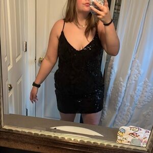 Windsor Black  Sequin Mini Dres